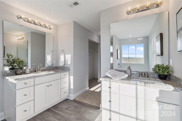 bathroom featuring hardwood / wood-style floors and vanity