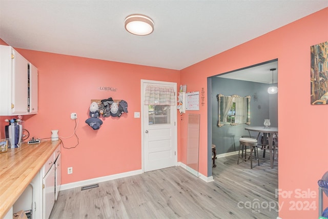 interior space with light hardwood / wood-style floors