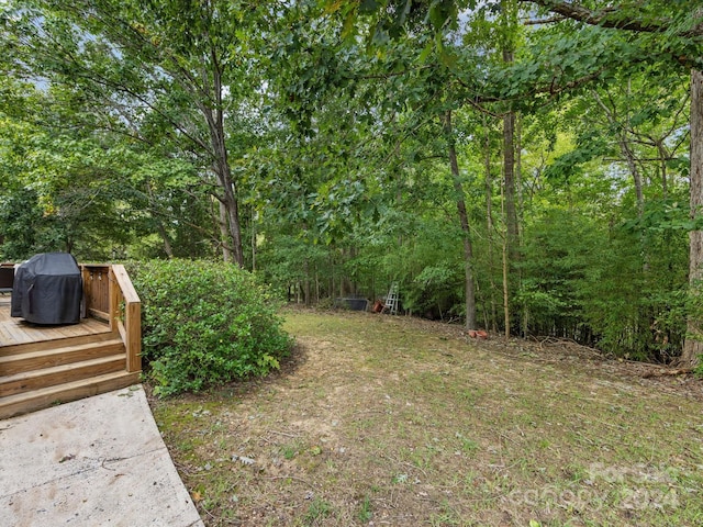 view of yard featuring a deck