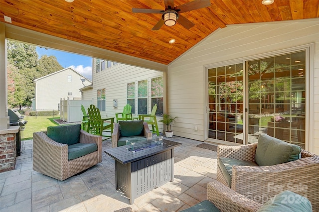 view of patio / terrace featuring an outdoor hangout area and ceiling fan