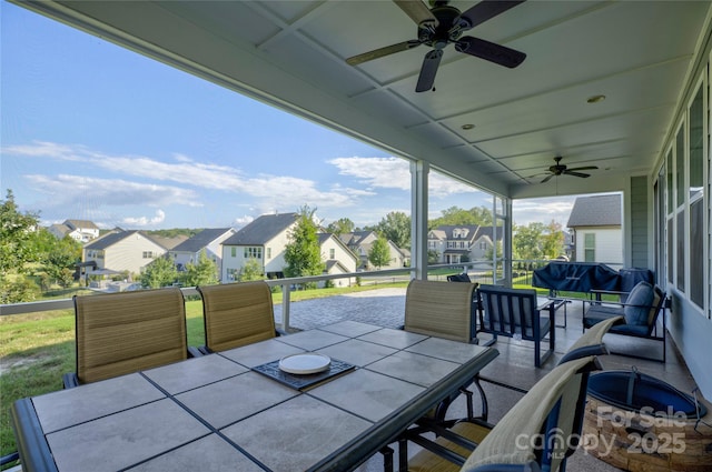 view of patio / terrace featuring ceiling fan and area for grilling