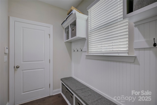 mudroom featuring dark hardwood / wood-style flooring