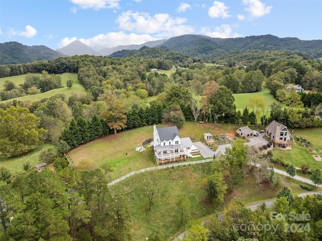 drone / aerial view with a mountain view