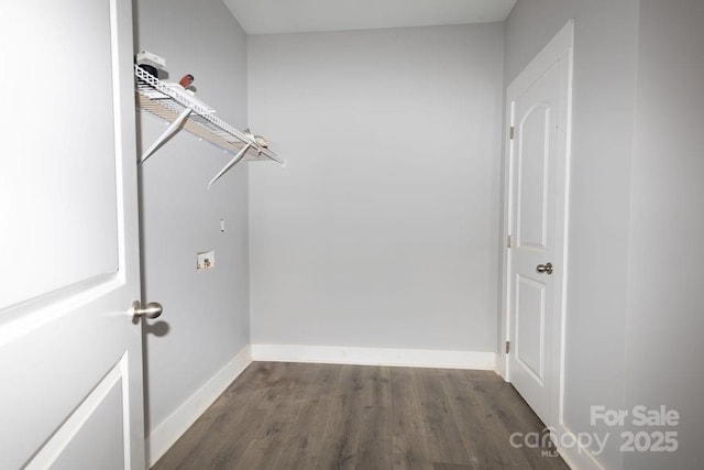 washroom with dark hardwood / wood-style floors