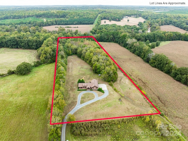 bird's eye view featuring a rural view