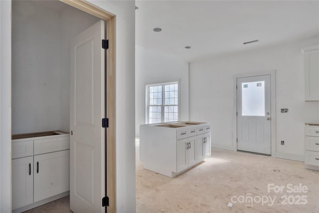 kitchen featuring white cabinets, plenty of natural light, and visible vents