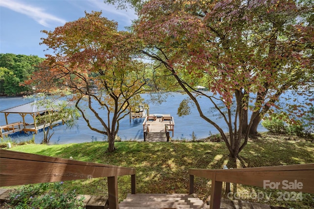 view of water feature featuring a boat dock