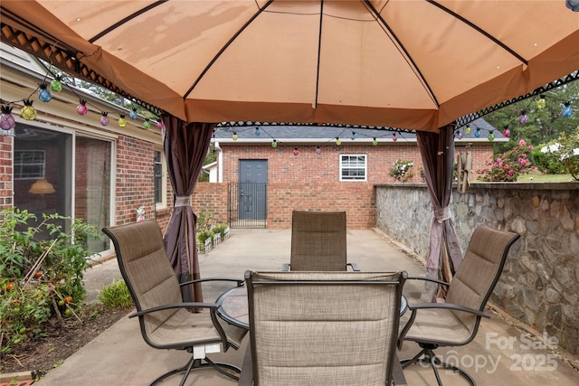 view of patio / terrace featuring a gazebo