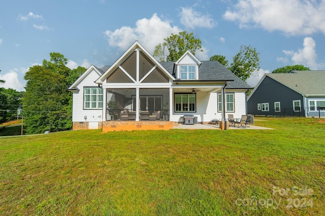 540 Kenway Loop, Mooresville, NC 28117 - rear view of property featuring a ceiling fan, a patio area, crawl space, and a sunroom
