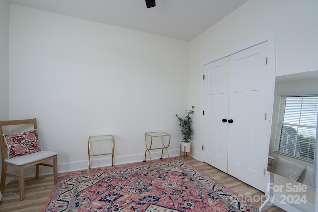 sitting room featuring light hardwood / wood-style floors