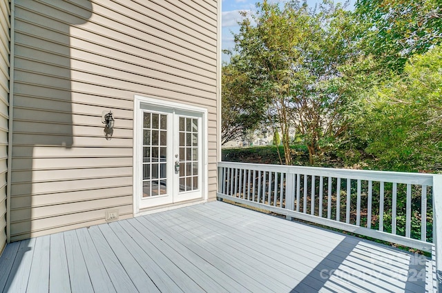 wooden deck with french doors