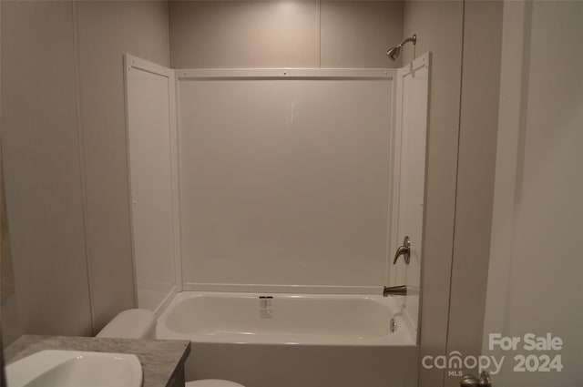 full bathroom featuring vanity, toilet, and shower / bathtub combination