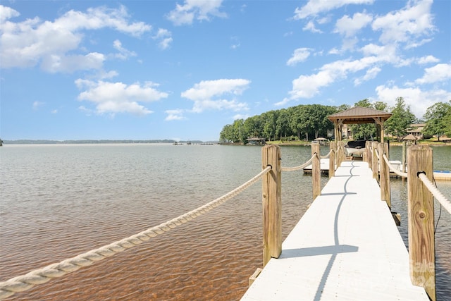 view of dock featuring a water view