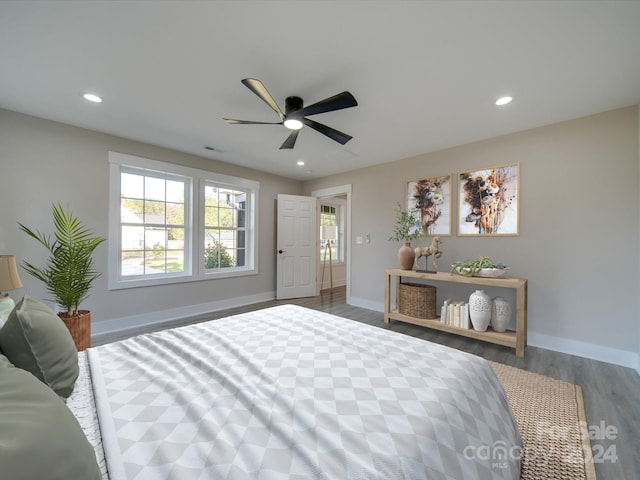40 Ridgecrest Ave, Peachland, NC 28133 - bedroom with wood finished floors, recessed lighting, and ceiling fan
