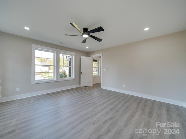 40 Ridgecrest Ave, Peachland, NC 28133 - unfurnished room with a ceiling fan, light wood-type flooring, and recessed lighting