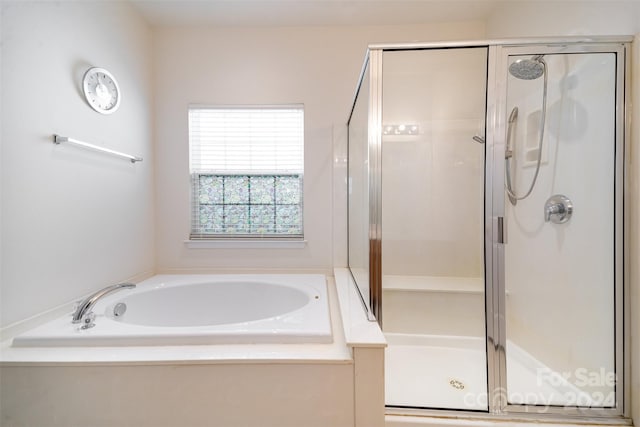 bathroom with plus walk in shower