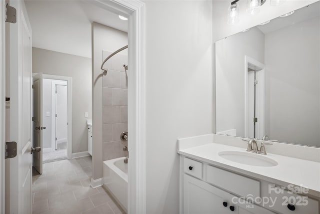 552 Fern Hill Rd Unit 21, Mooresville, NC 28117 - full bathroom featuring vanity, washtub / shower combination, tile patterned flooring, and baseboards