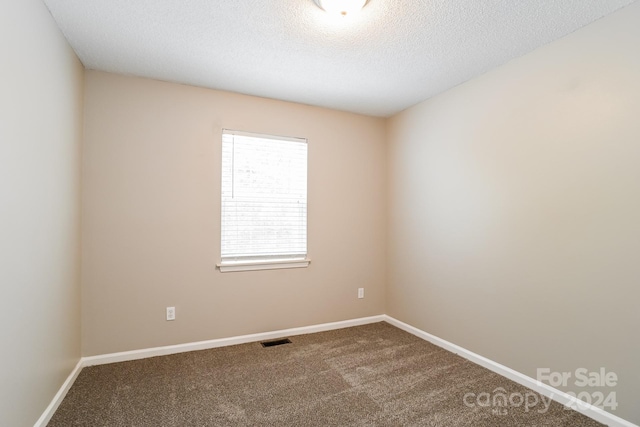 spare room featuring carpet and a textured ceiling