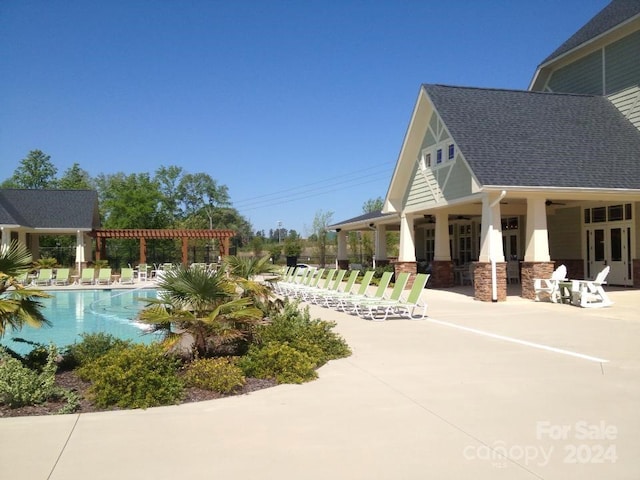 12821 Mayes Rd, Huntersville, NC 28078 - community pool featuring a patio and a pergola