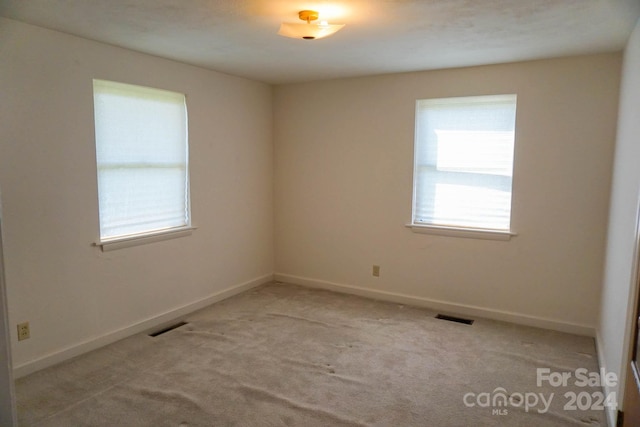 spare room with light colored carpet