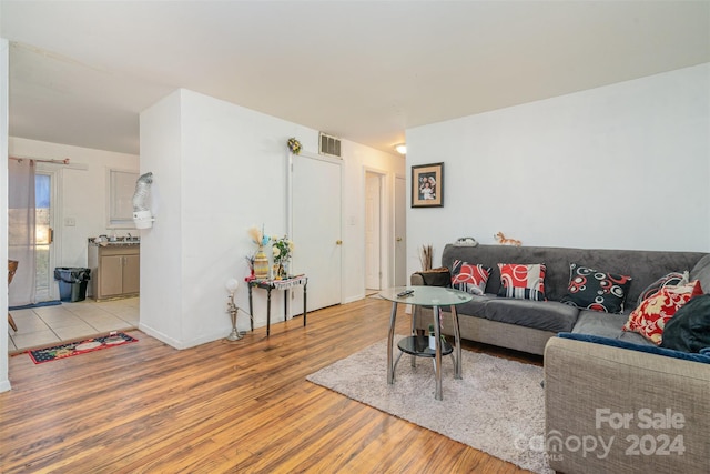 living room with light wood-type flooring