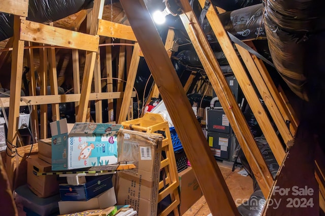 view of unfinished attic