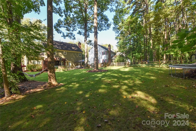 view of yard with a trampoline