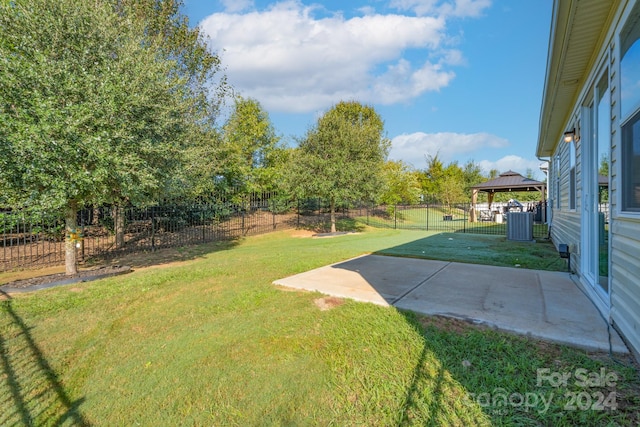 view of yard featuring a patio and a gazebo