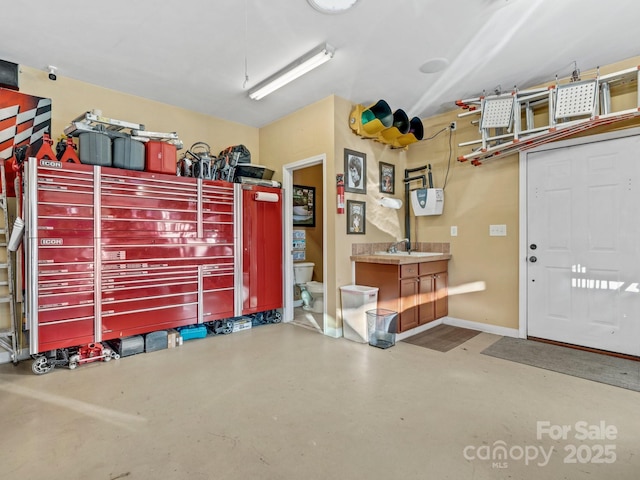 garage featuring sink