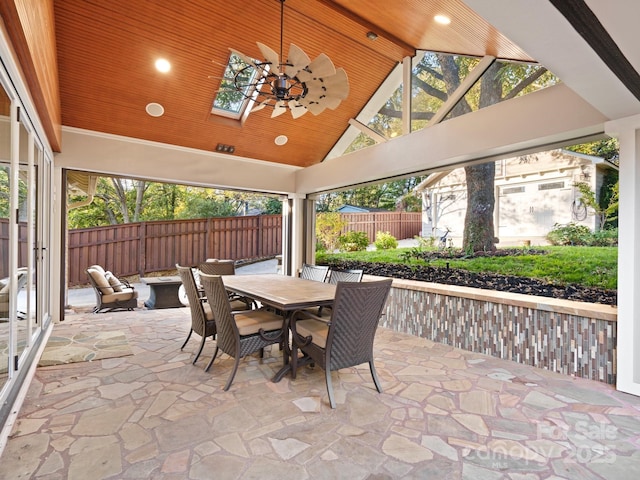 view of patio featuring ceiling fan