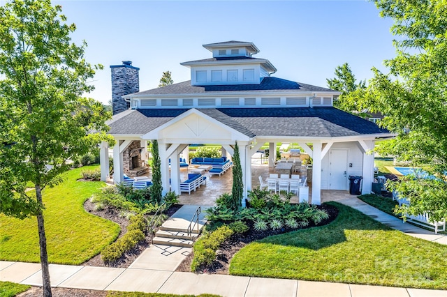 view of home's community with a gazebo, a yard, and a patio