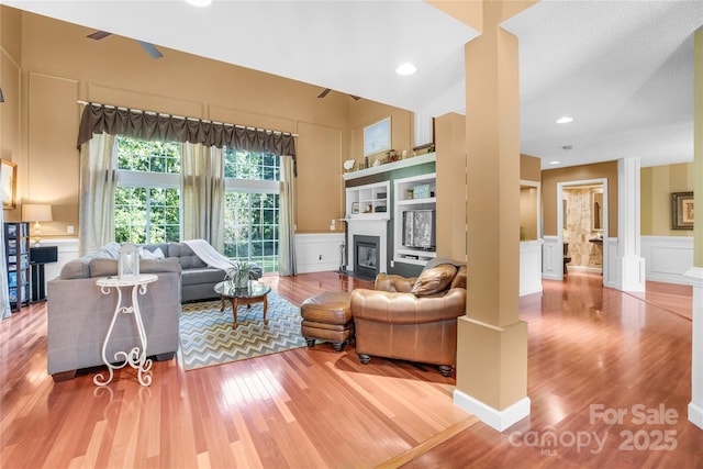 living room with hardwood / wood-style flooring