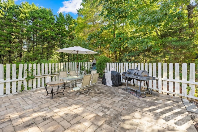 view of patio with area for grilling