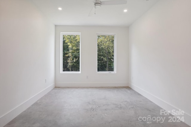 spare room featuring ceiling fan