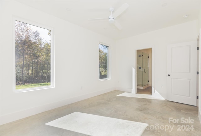 unfurnished room with ceiling fan