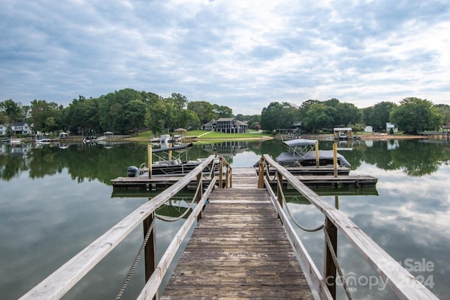 dock area featuring a water view