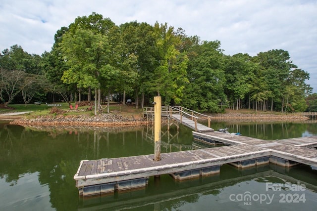 dock area featuring a water view