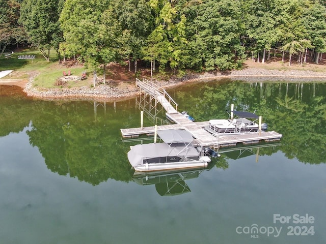 view of dock featuring a water view