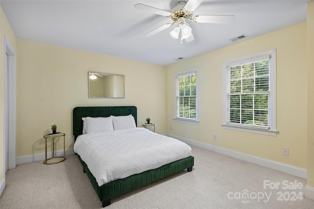 bedroom with carpet and ceiling fan