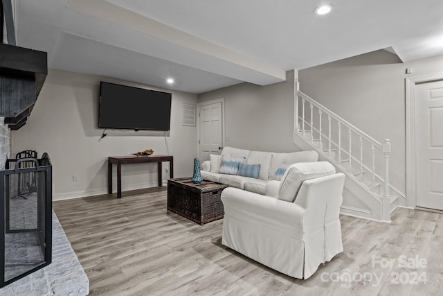 living room with light wood-type flooring