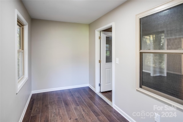 hall featuring dark wood-type flooring