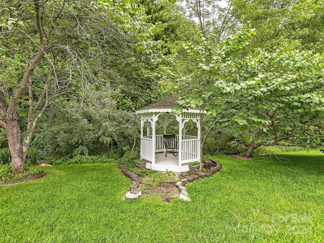 view of yard with a gazebo