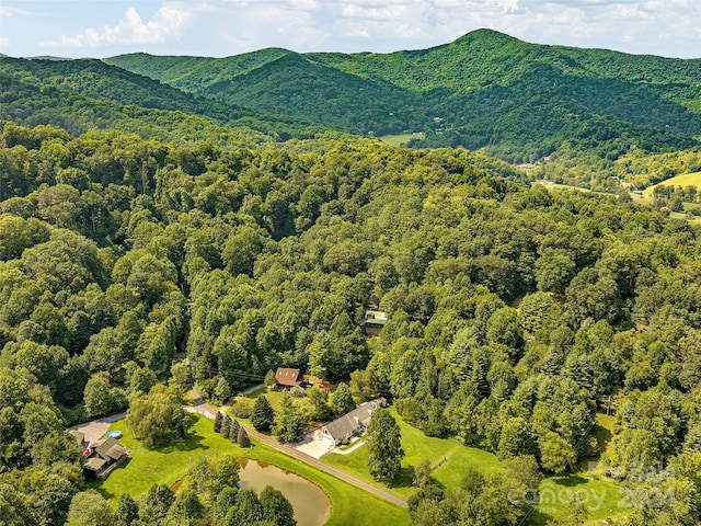 drone / aerial view with a mountain view