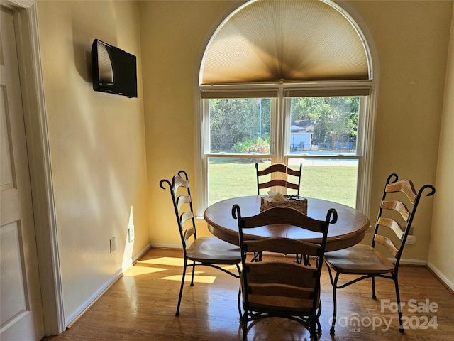 dining area with light wood-type flooring