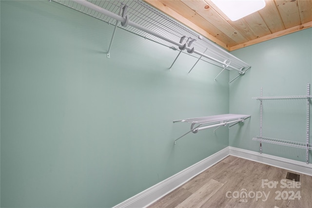 spacious closet with light wood-type flooring