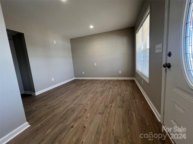 foyer entrance featuring dark hardwood / wood-style floors