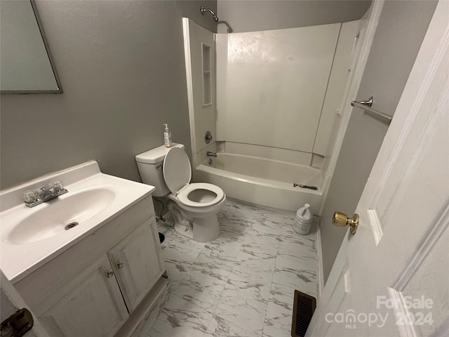 full bathroom featuring vanity, toilet, and shower / bath combination