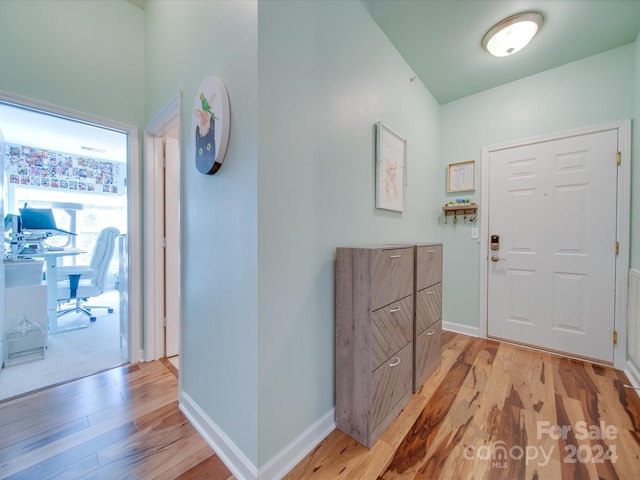 foyer featuring light wood-type flooring