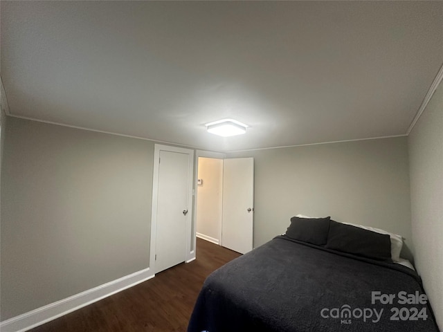 bedroom featuring dark hardwood / wood-style flooring