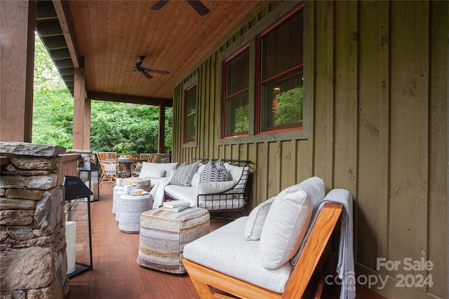 view of patio / terrace featuring ceiling fan